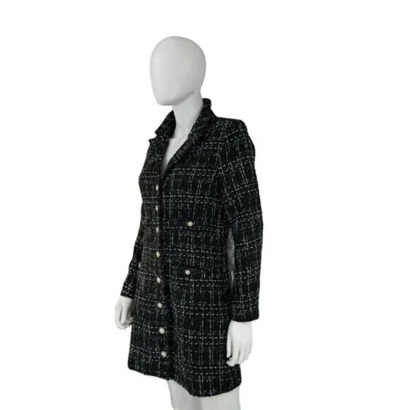 Pomander Place NEW Black Tweed Stacie Long Sleeve Blazer Mini Dress Size X Large - Picture 5 of 6
